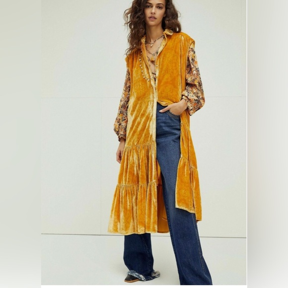 Free People Orange Velvet Midi Dress - Picture 4 of 5